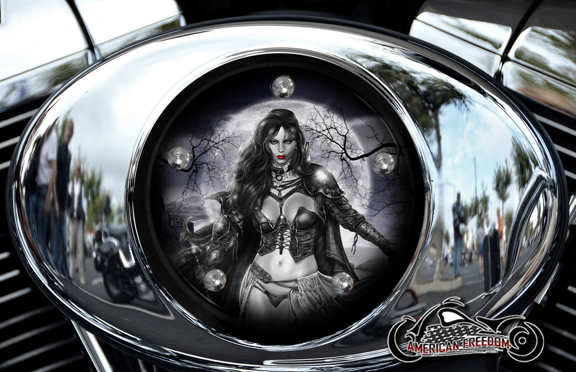 Custom Air Cleaner Cover - Red Lips Moon Woman